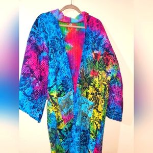 Mountain Girl Clothing Tie Dye Kantha Bell Sleeve Kimono xl-2x